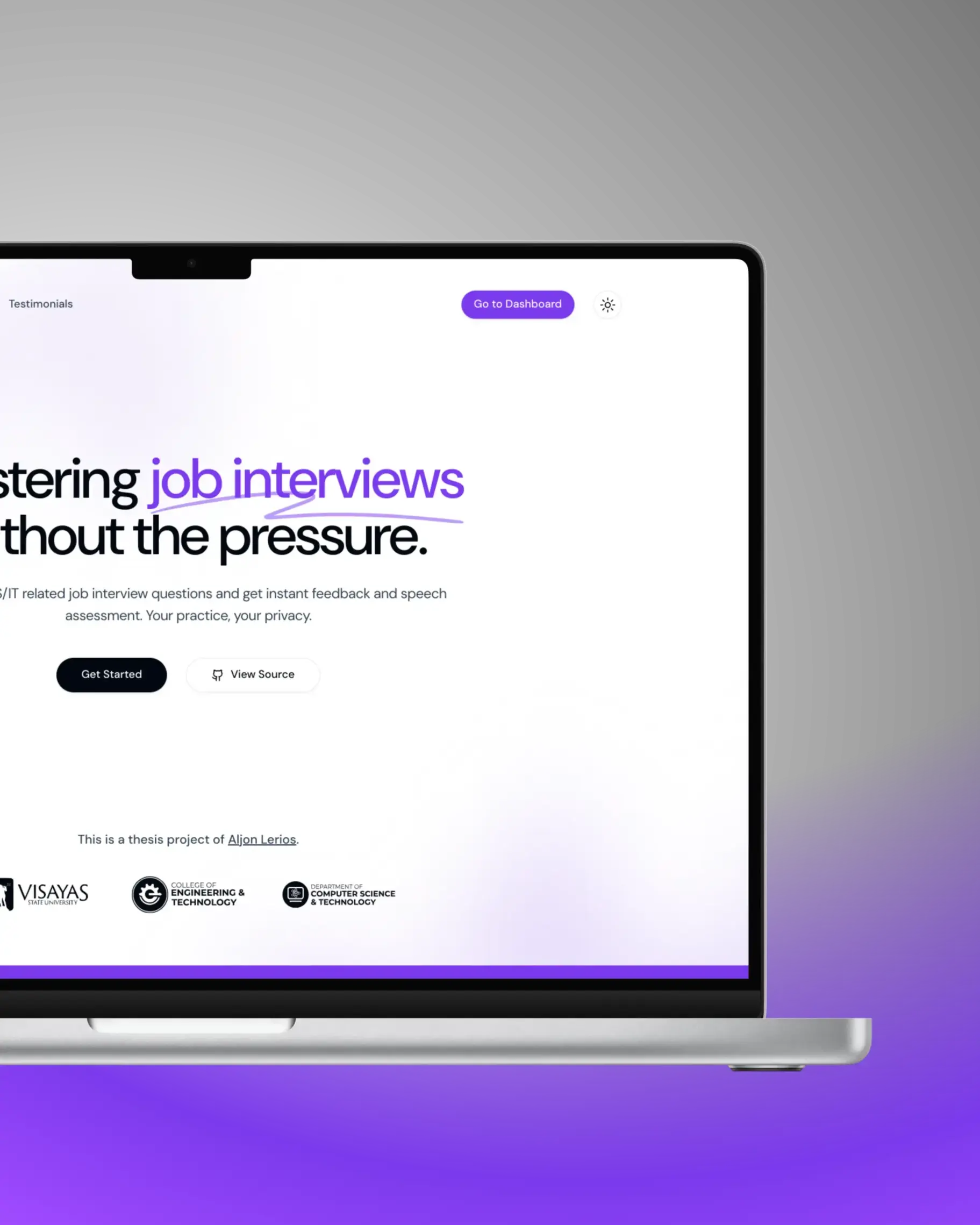 A Screenshot of InterviewHero Landing Page